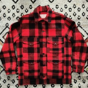 VTG Filson Mackinaw Cruiser Hunting Jacket, Red Black Buffalo Plaid, 44/large